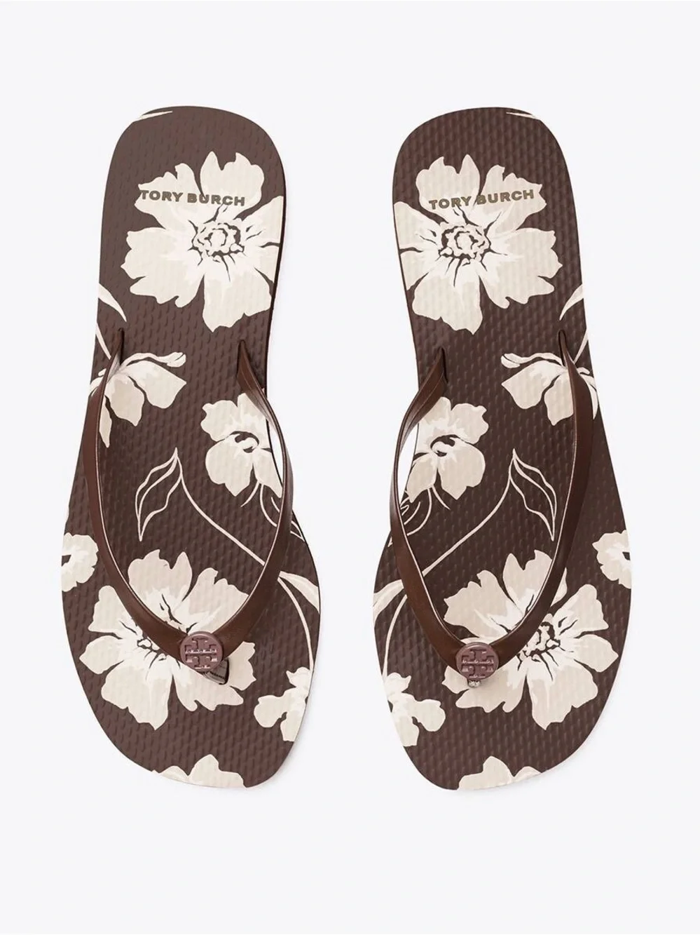 Tory Burch Mocha Falls Floral Flip Flops NWT